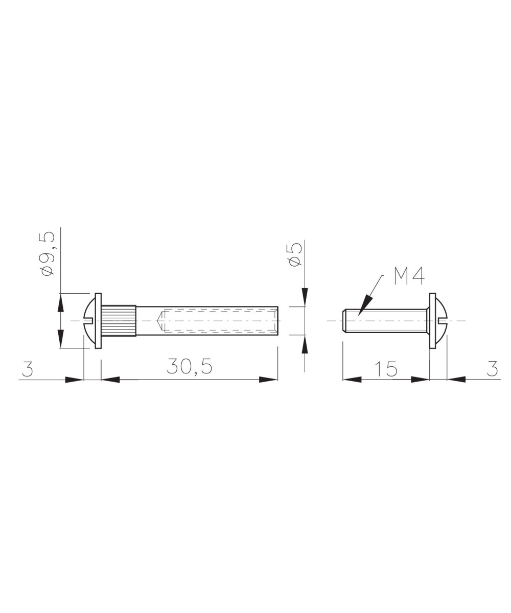 Verbindingsschroef voor kasten - m4 - 32 tm 40mm - 20 stuks - inbus
