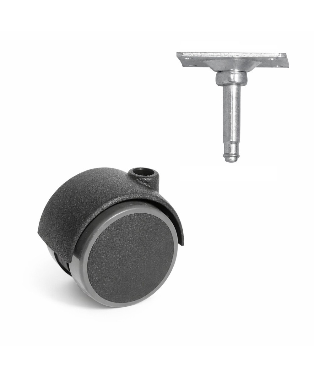 Zwenkwiel 40mm zacht - 15kg - wielplaat 38 x 38mm