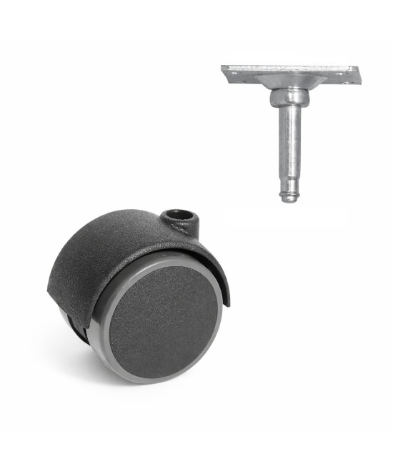 Zwenkwiel 40mm zacht - 15kg - wielplaat 42 x 42mm