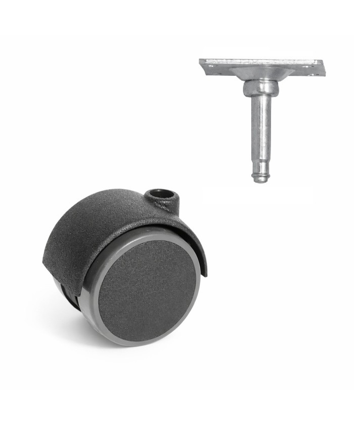 Zwenkwiel 40mm zacht - 15kg - wielplaat 42 x 42mm