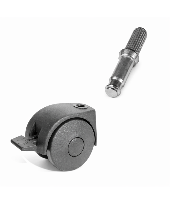 Zwenkwiel 45mm met rem - 25kg - ribbelstift - 8 x 20mm