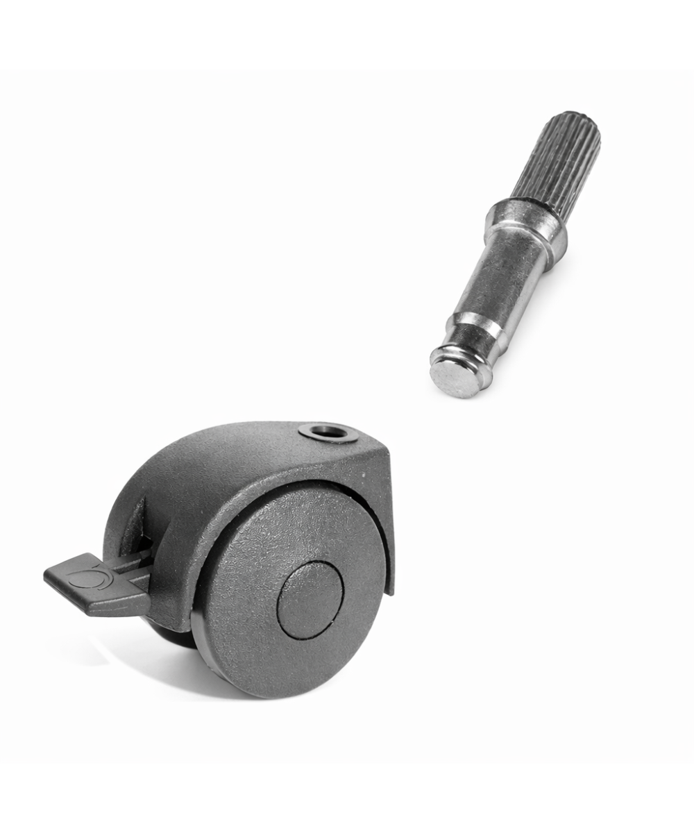 Zwenkwiel 45mm met rem - 25kg - ribbelstift - 8 x 20mm