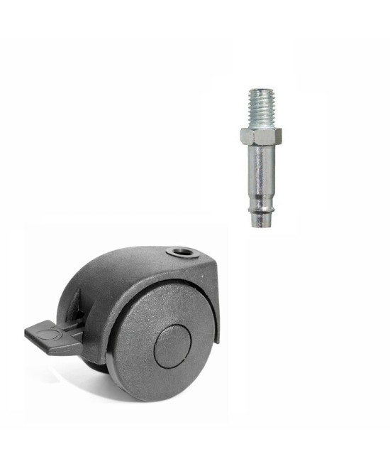 Zwenkwiel 45mm met rem - 25kg - wielbout - 8 x 15mm