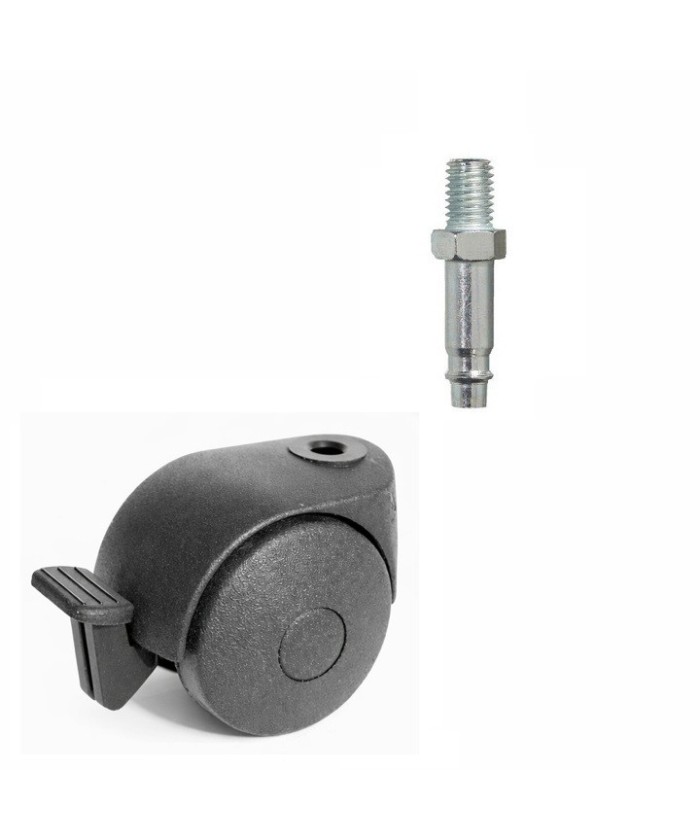 Zwenkwiel 50mm met rem - 35kg - wielbout - 8 x 15mm