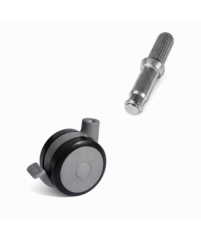 Zwenkwiel met rem 60mm zacht - 25kg - ribbelstift - 8 x 20mm