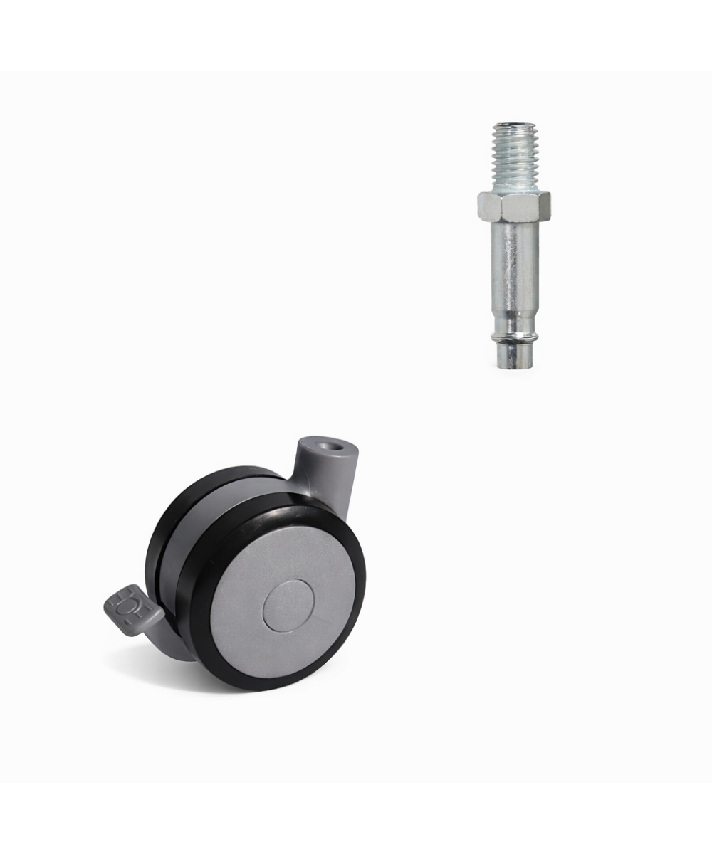 Zwenkwiel 60mm met rem zacht - 25kg - wielbout - 8 x 15mm