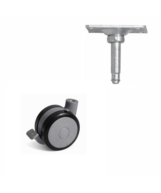 Zwenkwiel 60mm met rem zacht - 25kg - wielplaat 38 x 38mm