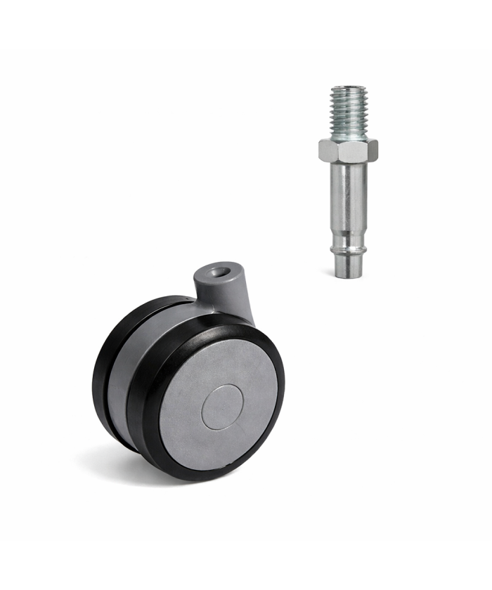 Zwenkwiel 60mm zacht - 25kg - wielbout - 8 x 15mm