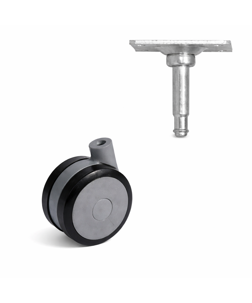 Zwenkwiel 60mm zacht - 25kg - wielplaat 38 x 38mm