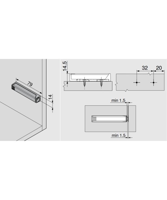 Blum adapterplaat - wit - lange versie