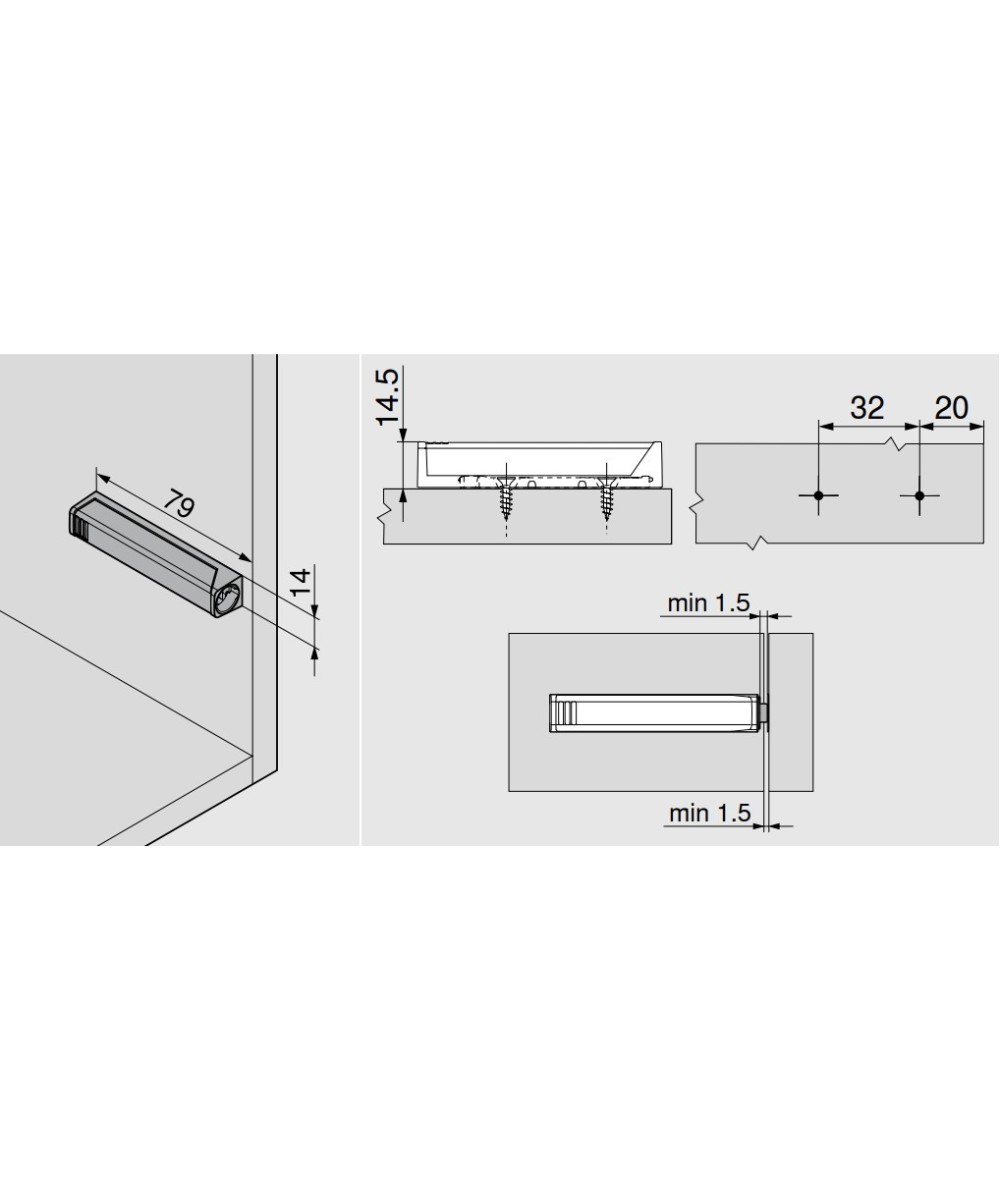 Blum adapterplaat - wit - lange versie
