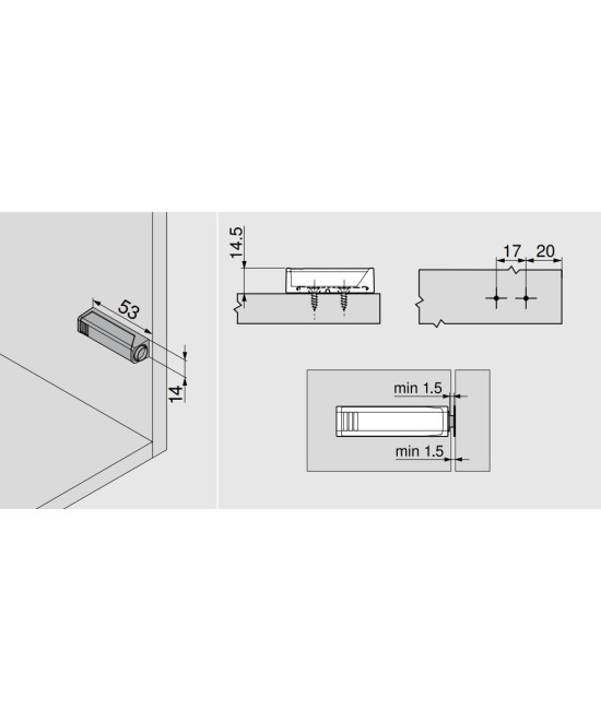 Blum adapterplaat - wit - korte versie