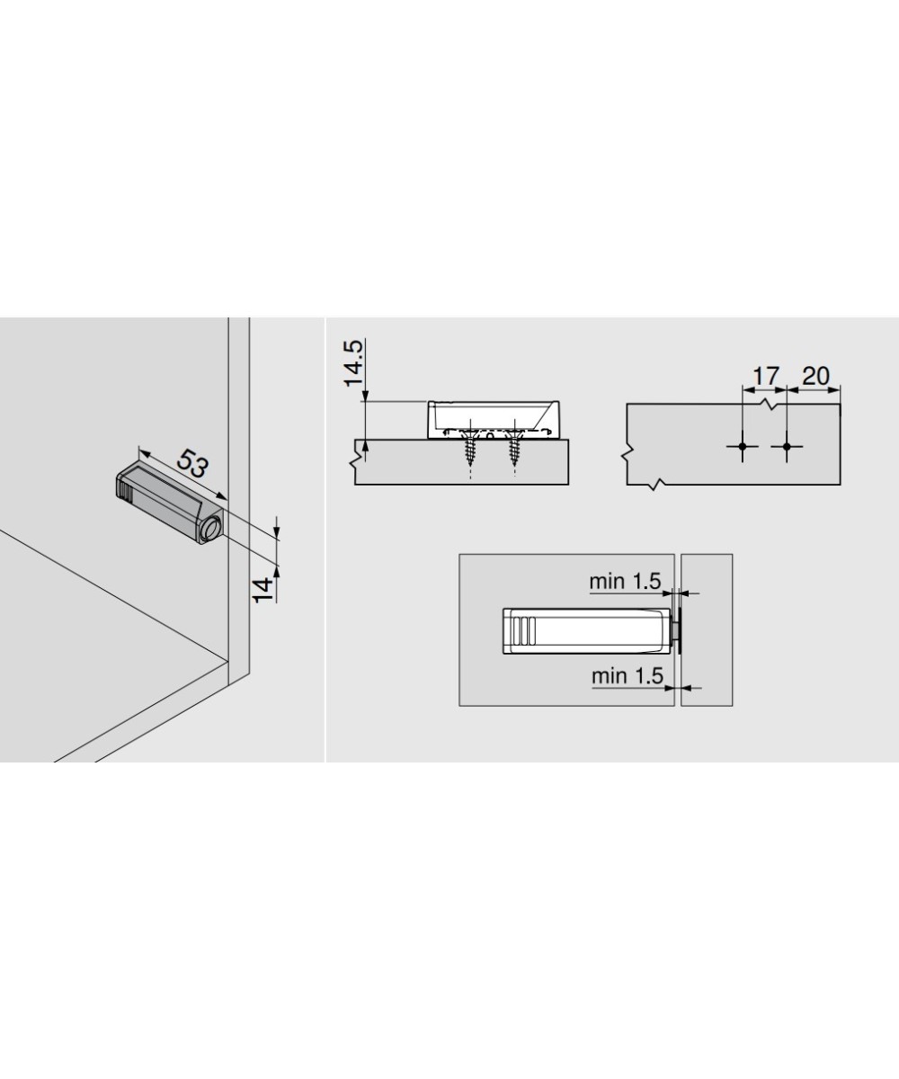 Blum adapterplaat - wit - korte versie