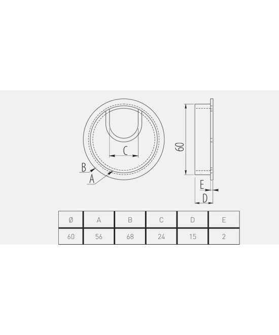 Kabeldoorvoer RVS look - 60mm - zamak