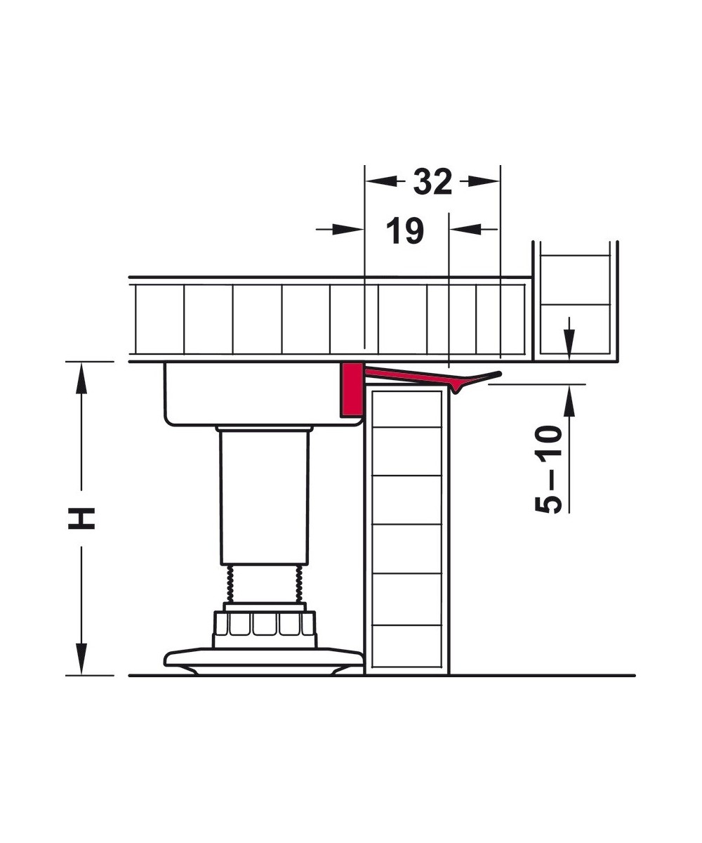 Plintclip - voor montageblok - 19mm