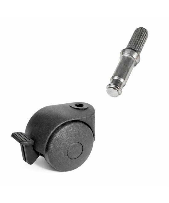 Zwenkwiel met rem 50mm - 35kg - ribbelstift - 8 x 20mm